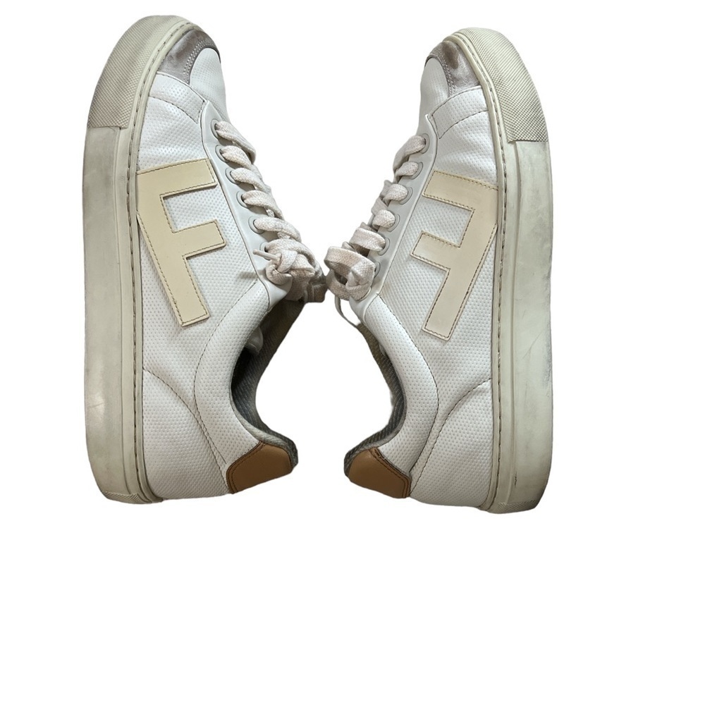 𝅺F- Flamingos Lite Coke White Vegan Distressed Initial Sneakers